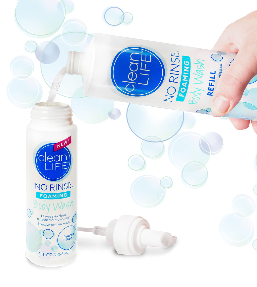 No-Rinse Foaming Body Wash – Waterless Cleanser for All Ages (8 oz x 3 Pack)