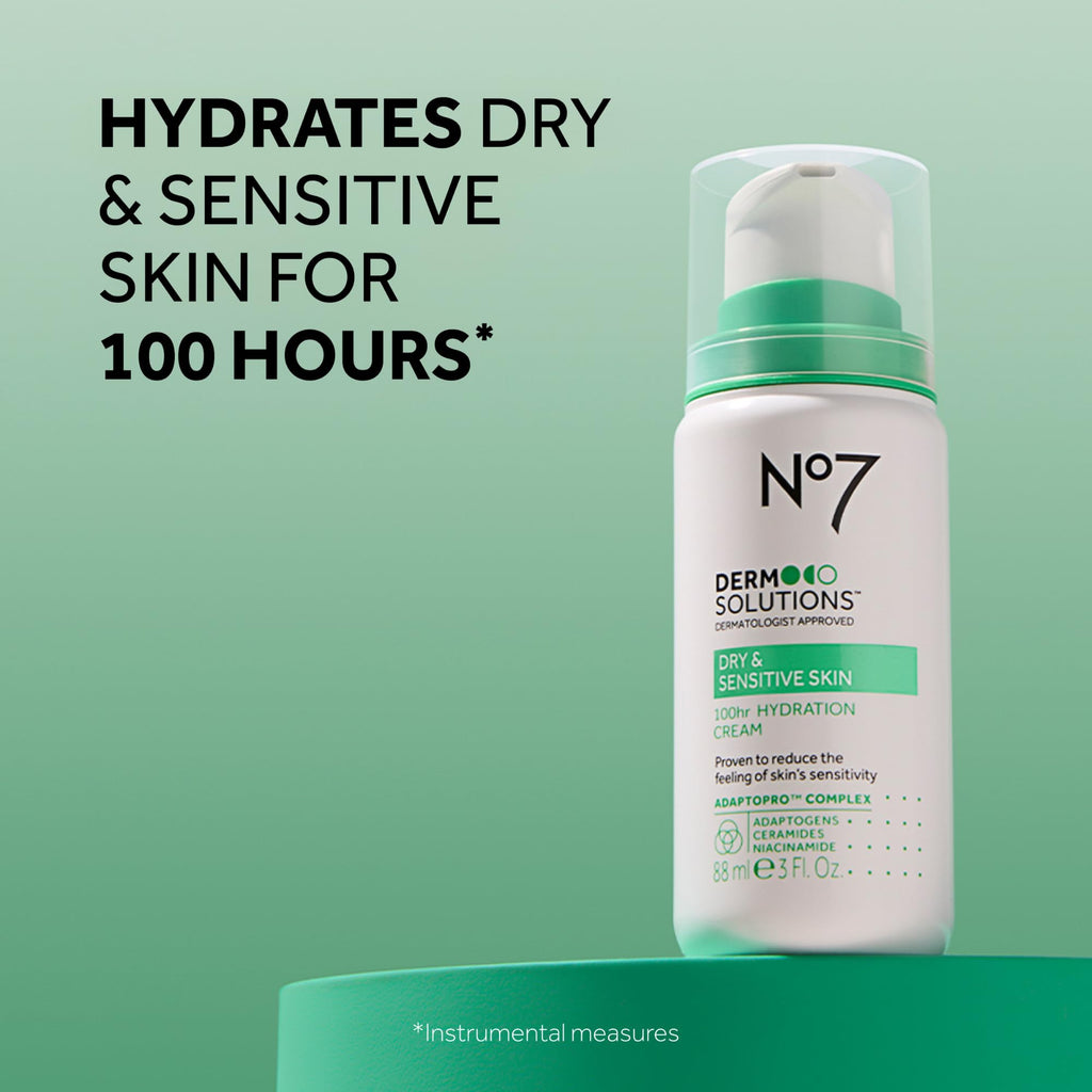 No7 Derm Solutions 100hr Hydrating Moisturizer | Ceramides Niacinamide Adaptogens for Sensitive and Dry Skin