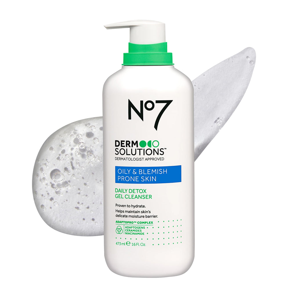 No7 Derm Solutions Daily Detox Foaming Wash | Ceramides, Niacinamide & Adaptogens for Oily, Blemish-Prone Skin