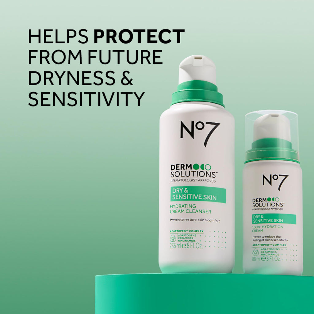 No7 Derm Solutions Hydrating Facial Cleanser – Ceramides, Niacinamide & Adaptogens for Dry & Sensitive Skin