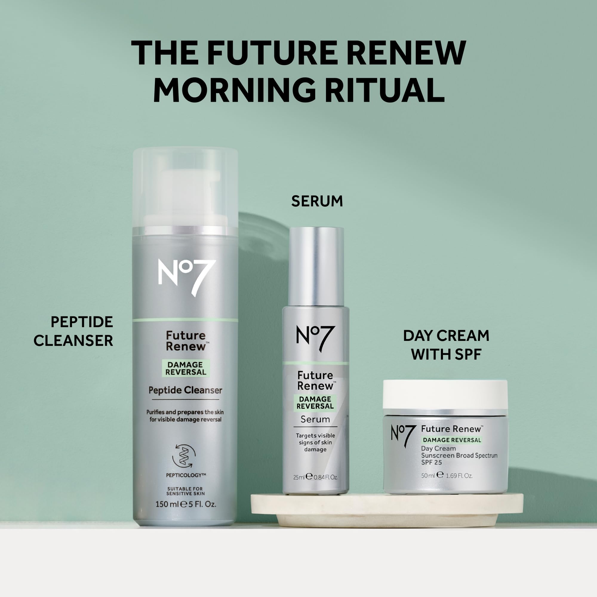 No7 Future Renew Damage Reversal Peptide Gentle Face Cleanser – Fragrance-Free Hydrating Anti-Aging Wash (5 oz)