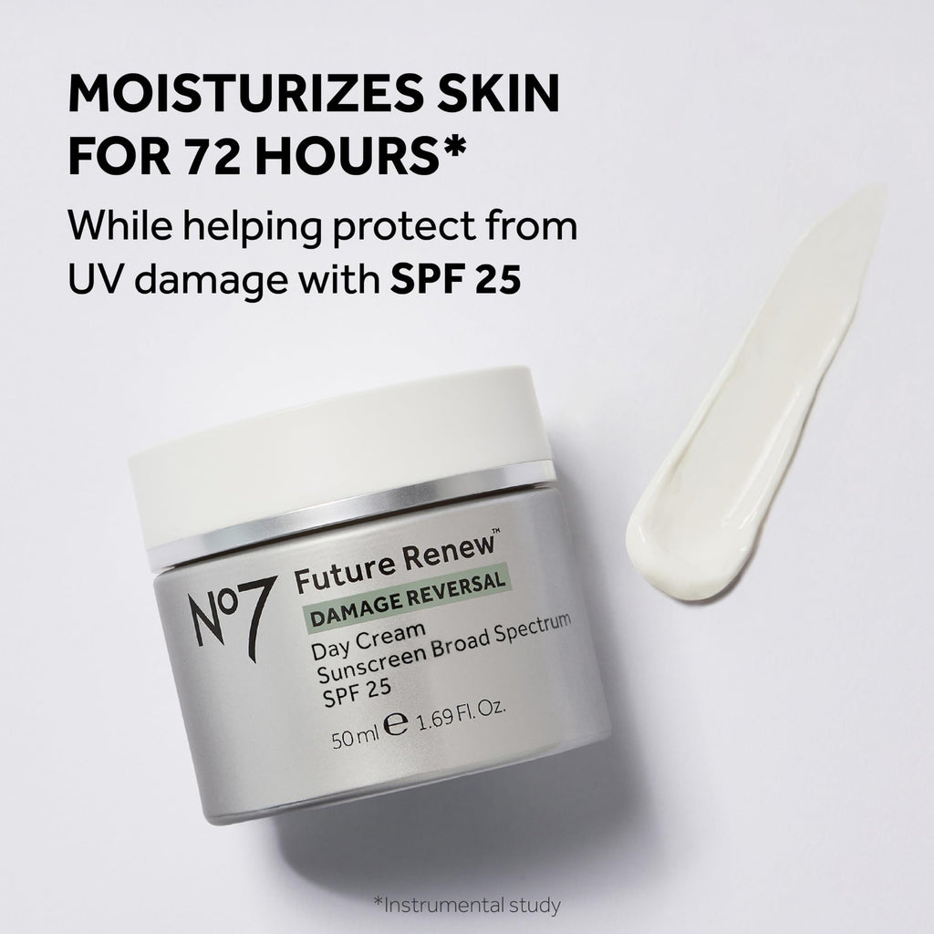 No7 Future Renew Damage Reversal Face Cream SPF 25 | Peptide-Driven Anti-Aging Moisturizer (1.69 oz)
