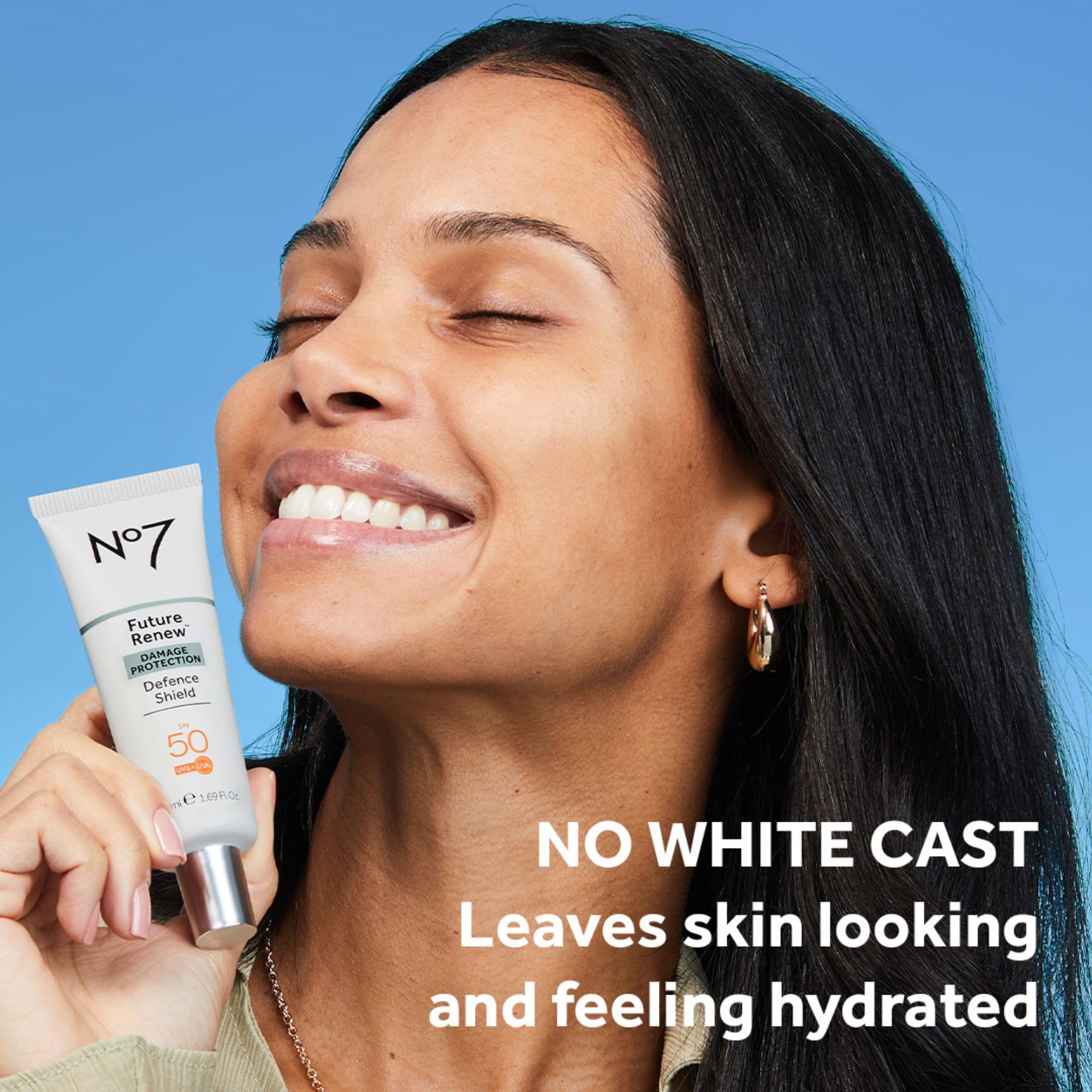 No7 Future Renew Defense Shield SPF 50 – Oil-Free Facial Moisturizer & Sunscreen with Peptides