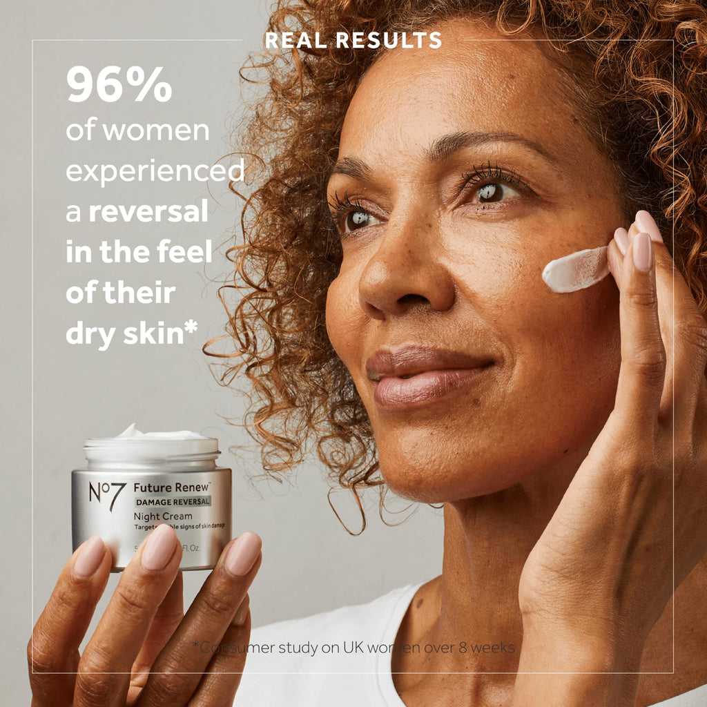 No7 Future Renew Damage Reversal Night Cream – Peptide Night Moisturizer for Dry Skin | 1.69 oz
