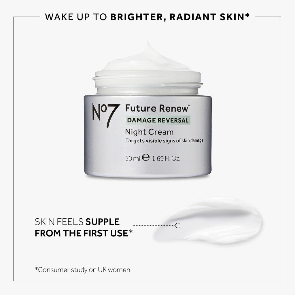 No7 Future Renew Damage Reversal Night Cream – Peptide Night Moisturizer for Dry Skin | 1.69 oz