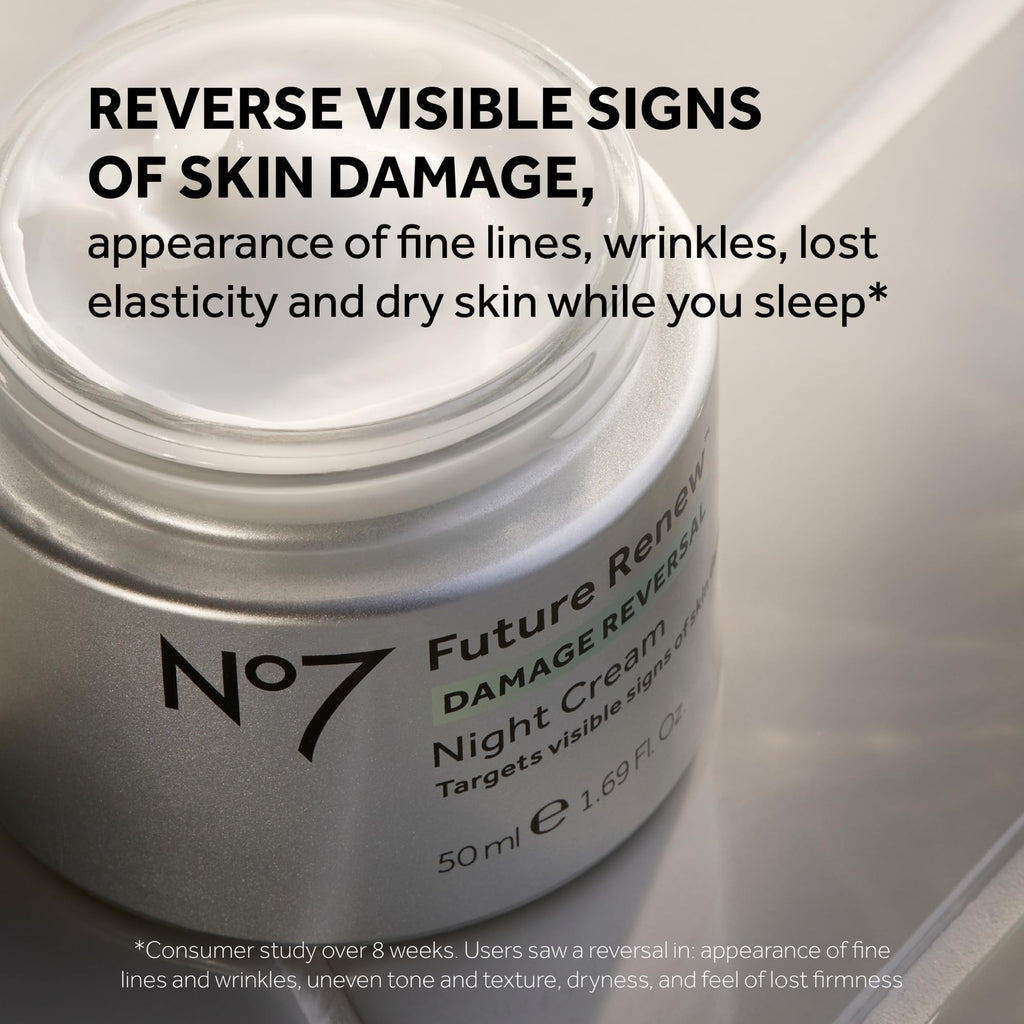 No7 Future Renew Damage Reversal Night Cream – Peptide Night Moisturizer for Dry Skin | 1.69 oz