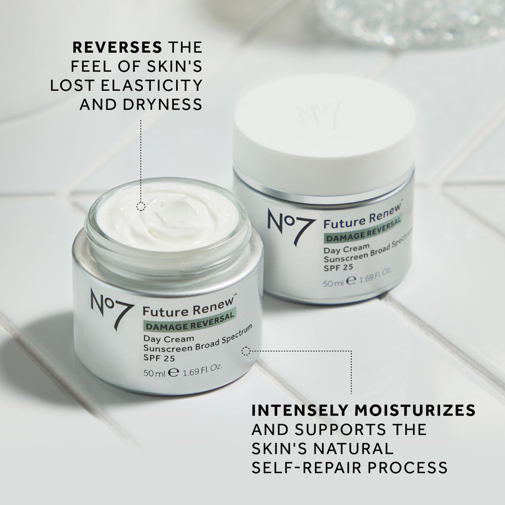 No7 Future Renew Damage Reversal Face Cream SPF 25 | Peptide-Driven Anti-Aging Moisturizer (1.69 oz)