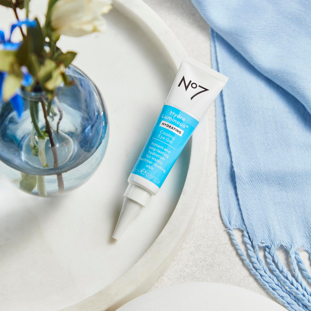 No7 HydraLuminous+ Cooling Under Eye Gel - Hydration with Hyaluronic Acid & Niacinamide for Fresh-Looking Eyes | 0.5 Fl Oz