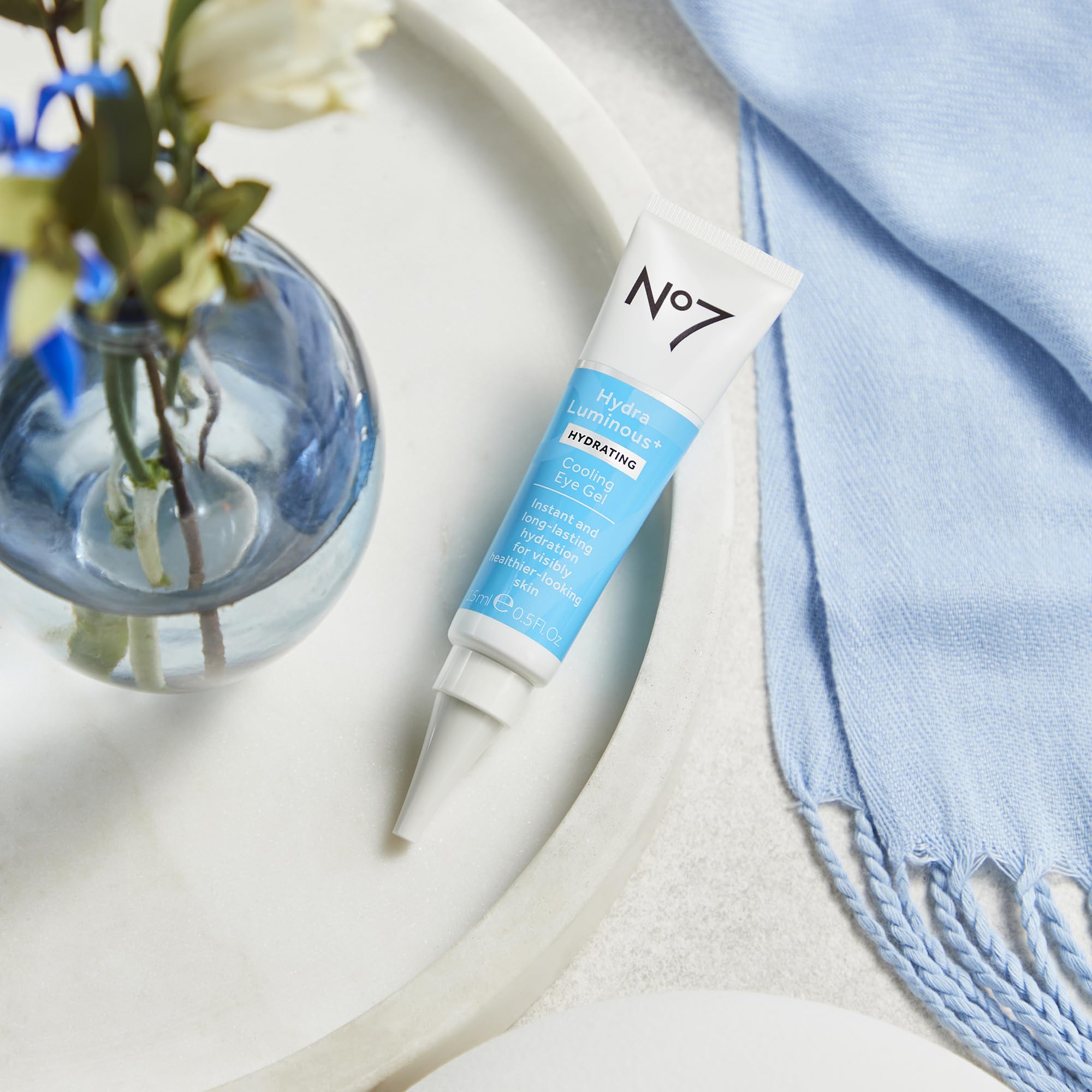 No7 HydraLuminous+ Cooling Under Eye Gel - Hydration with Hyaluronic Acid & Niacinamide for Fresh-Looking Eyes | 0.5 Fl Oz