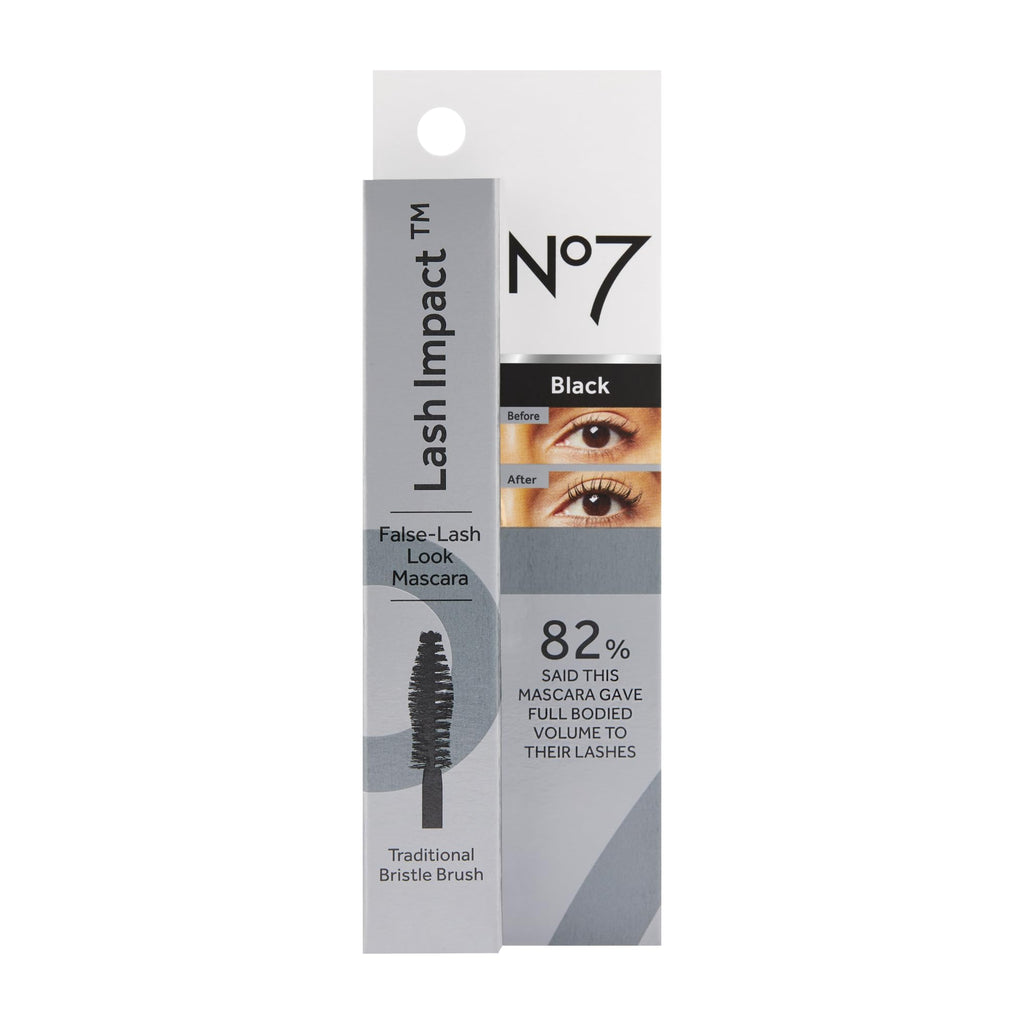 No7 Lash Impact Mascara - Volumizing Black Mascara with Oversized Cone Brush | Smudge-Proof & Lengthening (7ml) Pack of 2