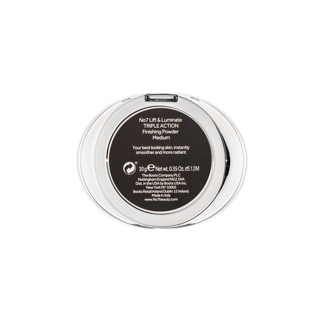 No7 Lift & Luminate Triple Action Powder – Medium | Pressed Setting Powder for Face (10g)