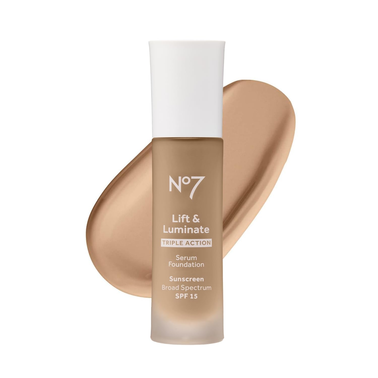 No7 Lift & Luminate Triple Action Serum Foundation SPF 15 – Dewy Glow for Mature Skin (Cashew, 30ml)