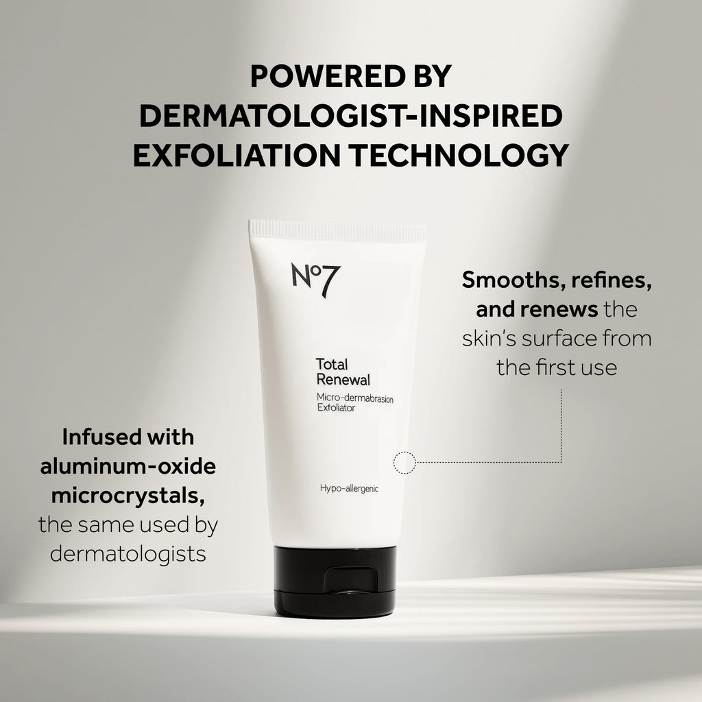 No7 Microdermabrasion Total Renewal Face Scrub – Gentle Exfoliator for Sensitive Skin & Even Tone (2.5 oz)
