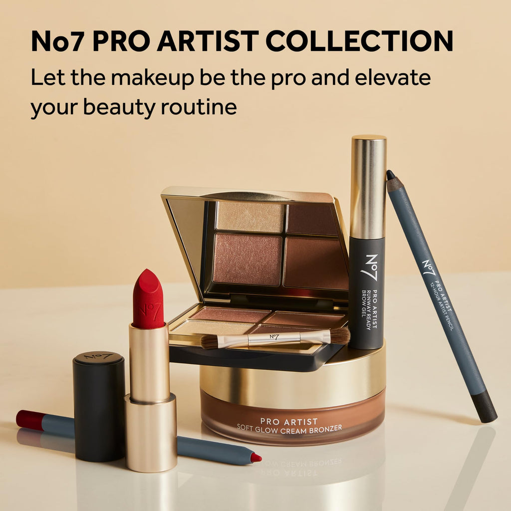No7 Pro Artist Eyeshadow Palette — High-Pigment 4-in-1 Neutral Matte & Shimmer Shades, Travel-Size With Dual-Ended Brush