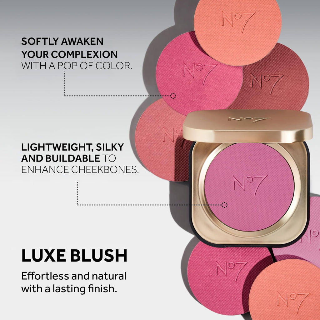 No7 Pro Artist Luxe Powder Blush for Cheeks – Buildable Silky Pink Glow (5g)