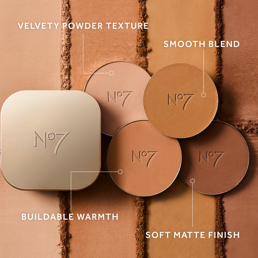 No7 Pro Artist Soft Glow Bronzer Powder – Lightweight Matte Bronzer for Natural Sun-Kissed Warmth