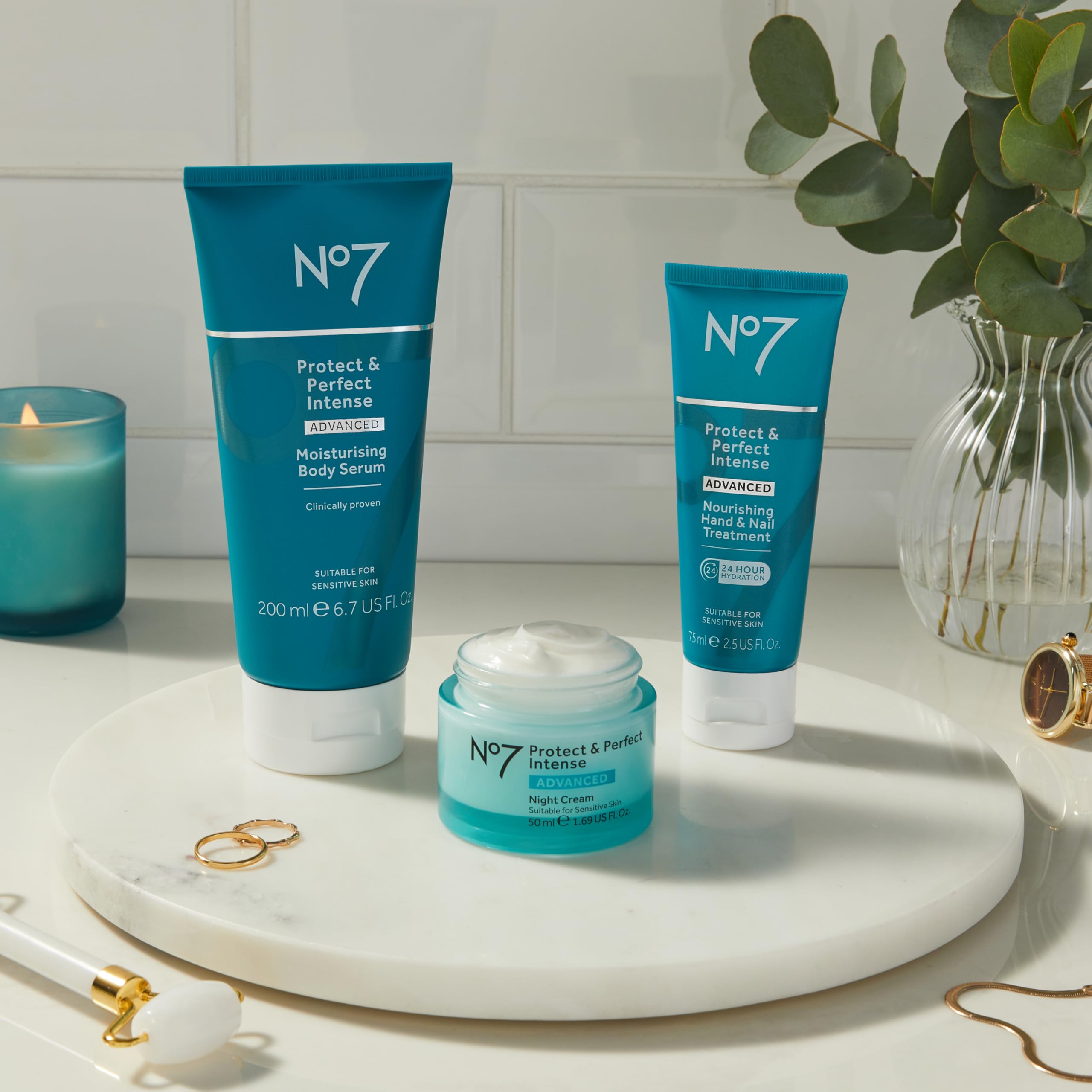 No7 Protect & Perfect Intense Advanced Body Serum – Hyaluronic Acid, Argan Oil, Collagen Peptides, 6.7 oz