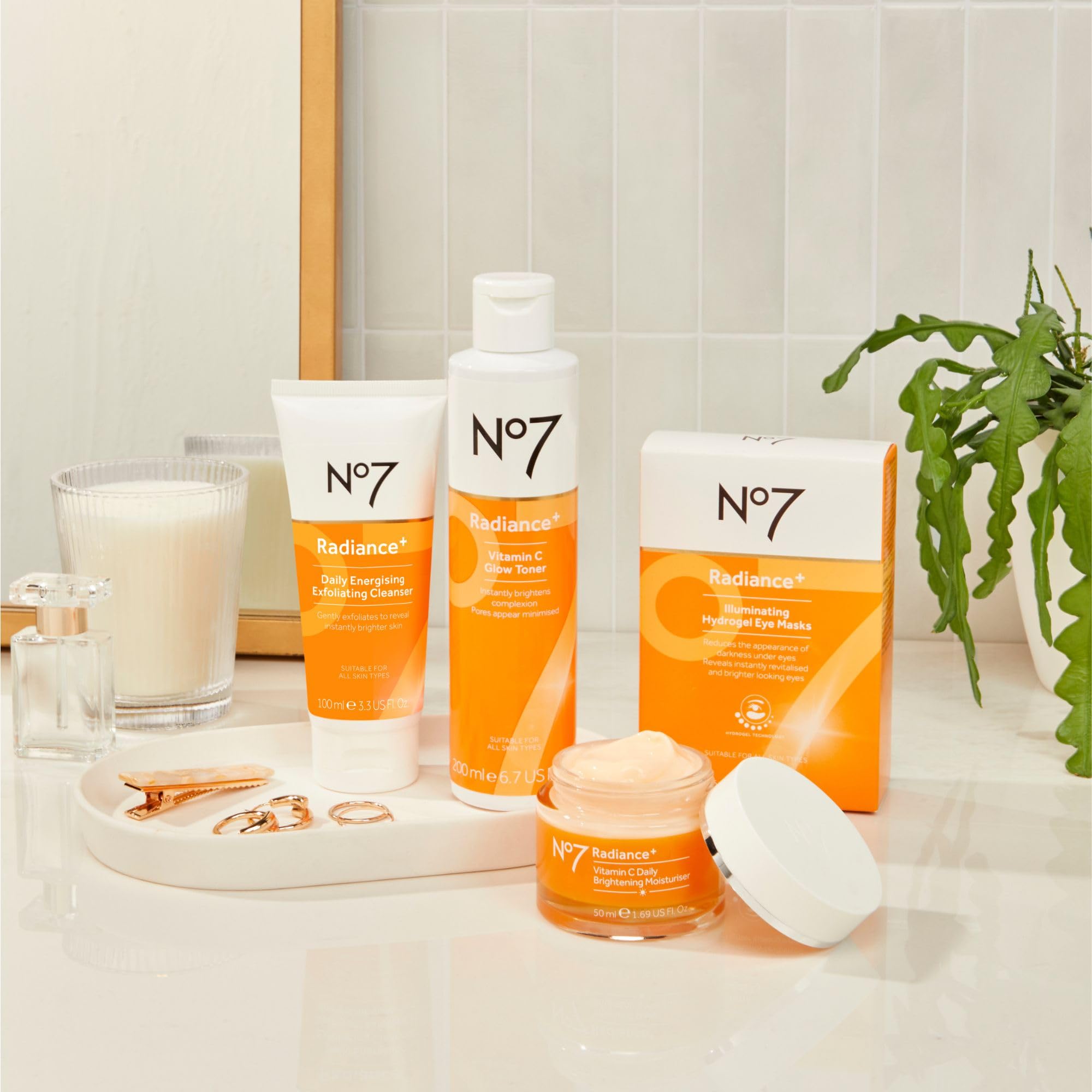 No7 Radiance+ Roll & Glow Eye Cream — Vitamin C + Caffeine Eye Roller for Bright, Refreshed Under-Eyes (15ml)