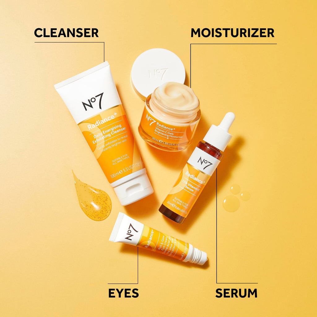 No7 Radiance+ Roll & Glow Eye Cream — Vitamin C + Caffeine Eye Roller for Bright, Refreshed Under-Eyes (15ml)