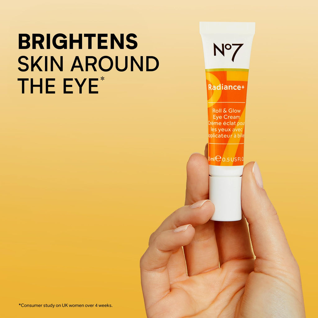 No7 Radiance+ Roll & Glow Eye Cream — Vitamin C + Caffeine Eye Roller for Bright, Refreshed Under-Eyes (15ml)
