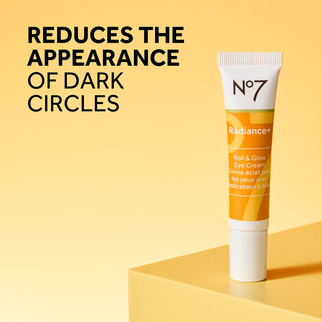 No7 Radiance+ Roll & Glow Eye Cream — Vitamin C + Caffeine Eye Roller for Bright, Refreshed Under-Eyes (15ml)