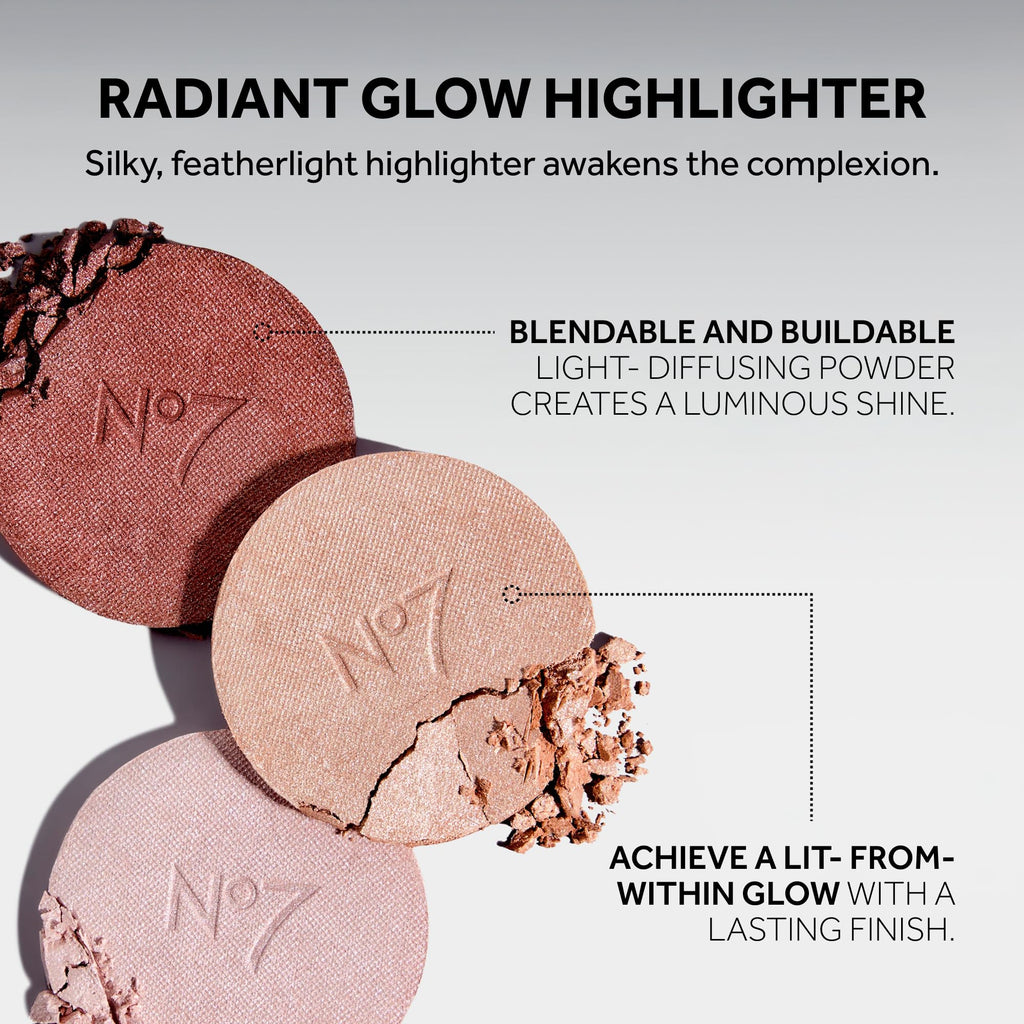 No7 Radiant Glow Powder Highlighter – Bronze Silk (5g) | Lightweight, Buildable Dewy Shine