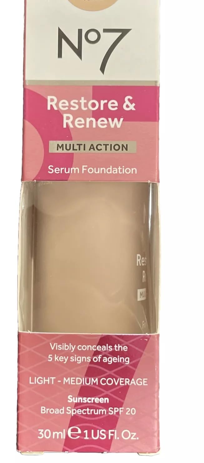 No7 Restore & Renew Serum Foundation – Porcelain, SPF 20, Vitamin C + Collagen