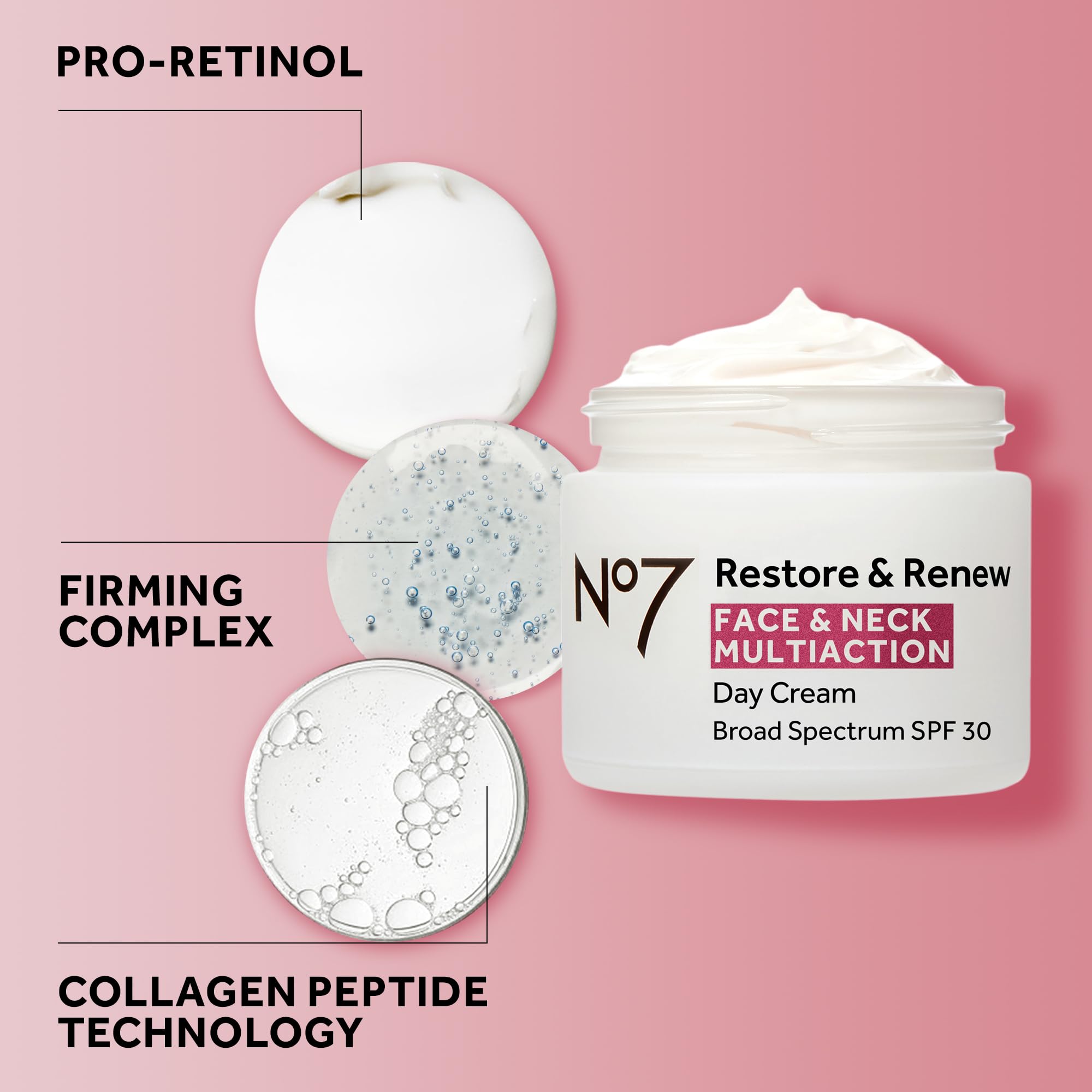 No7 Restore & Renew SPF 30 Day Cream – Firming Hydration with Hyaluronic Acid (Fragrance-Free)