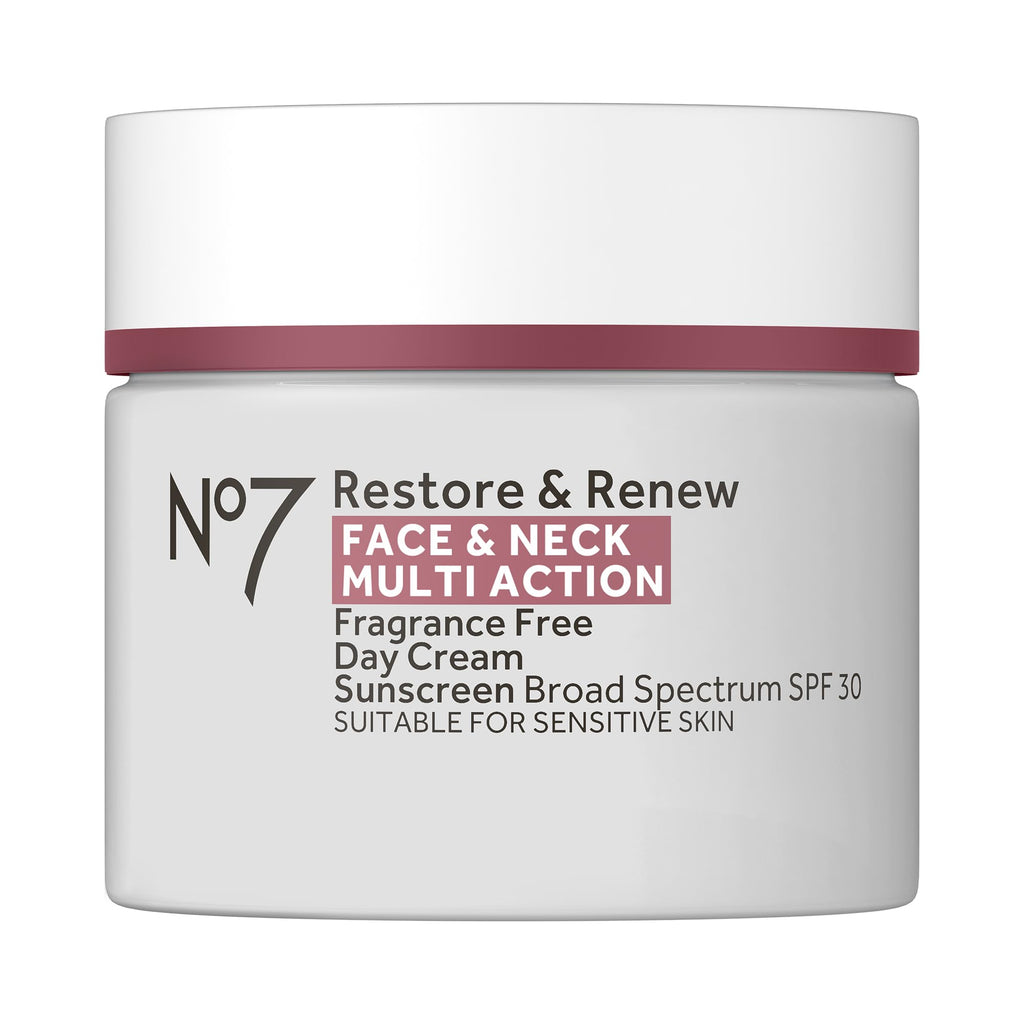 No7 Restore & Renew SPF 30 Day Cream – Firming Hydration with Hyaluronic Acid (Fragrance-Free)
