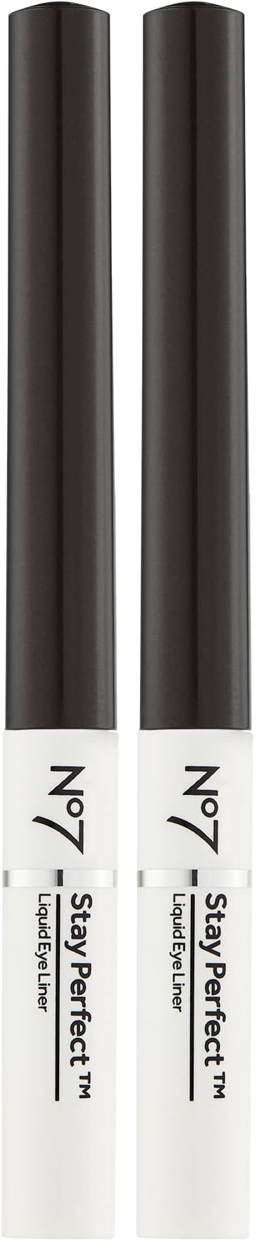 No7 Stay Perfect Liquid Eye Liner Black — 24h Smudge-Proof Precision (Pack of 2)