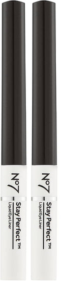 No7 Stay Perfect Liquid Eye Liner Black — 24h Smudge-Proof Precision (Pack of 2)