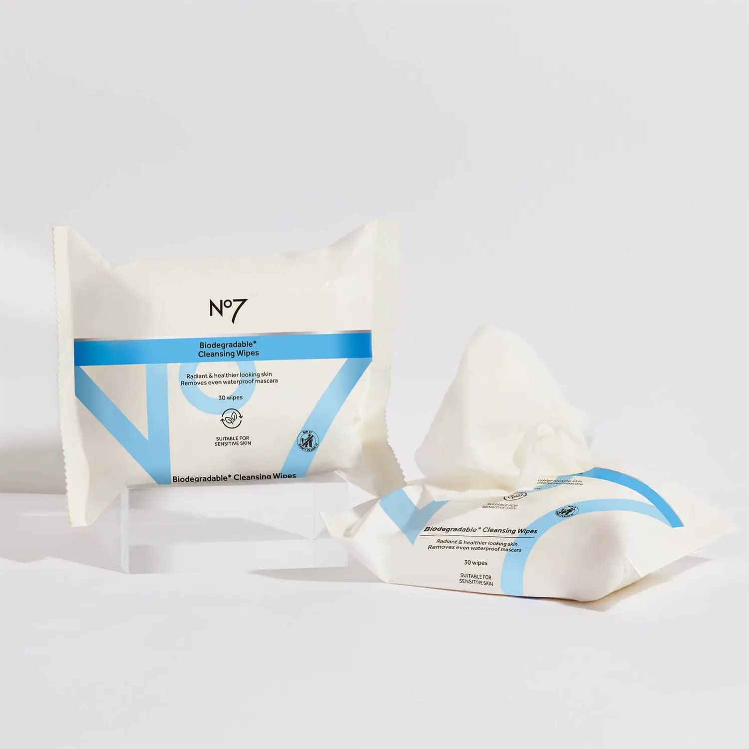 No7 Biodegradable Cleansing Wipes – Waterproof Mascara Remover & Makeup Cleanser