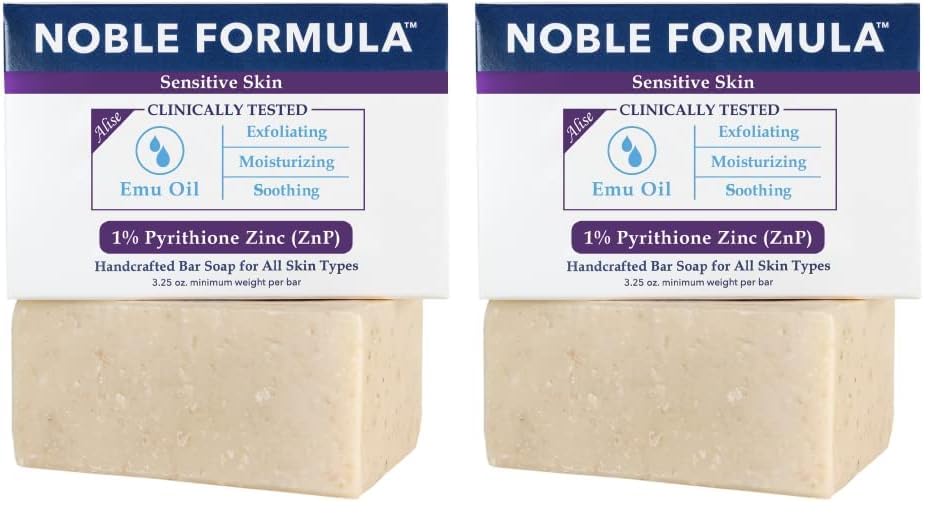 Noble Formula 1% Pyrithione Zinc Bar Soap with Emu Oil for Sensitive Skin | Alise's Emu Oil, 3.25 oz, Pack of 2