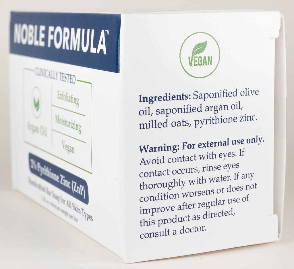 Noble Formula Zinc Bar Soap with Olive Oil & Argan Oil – 2% ZnP (Pack of 2)
