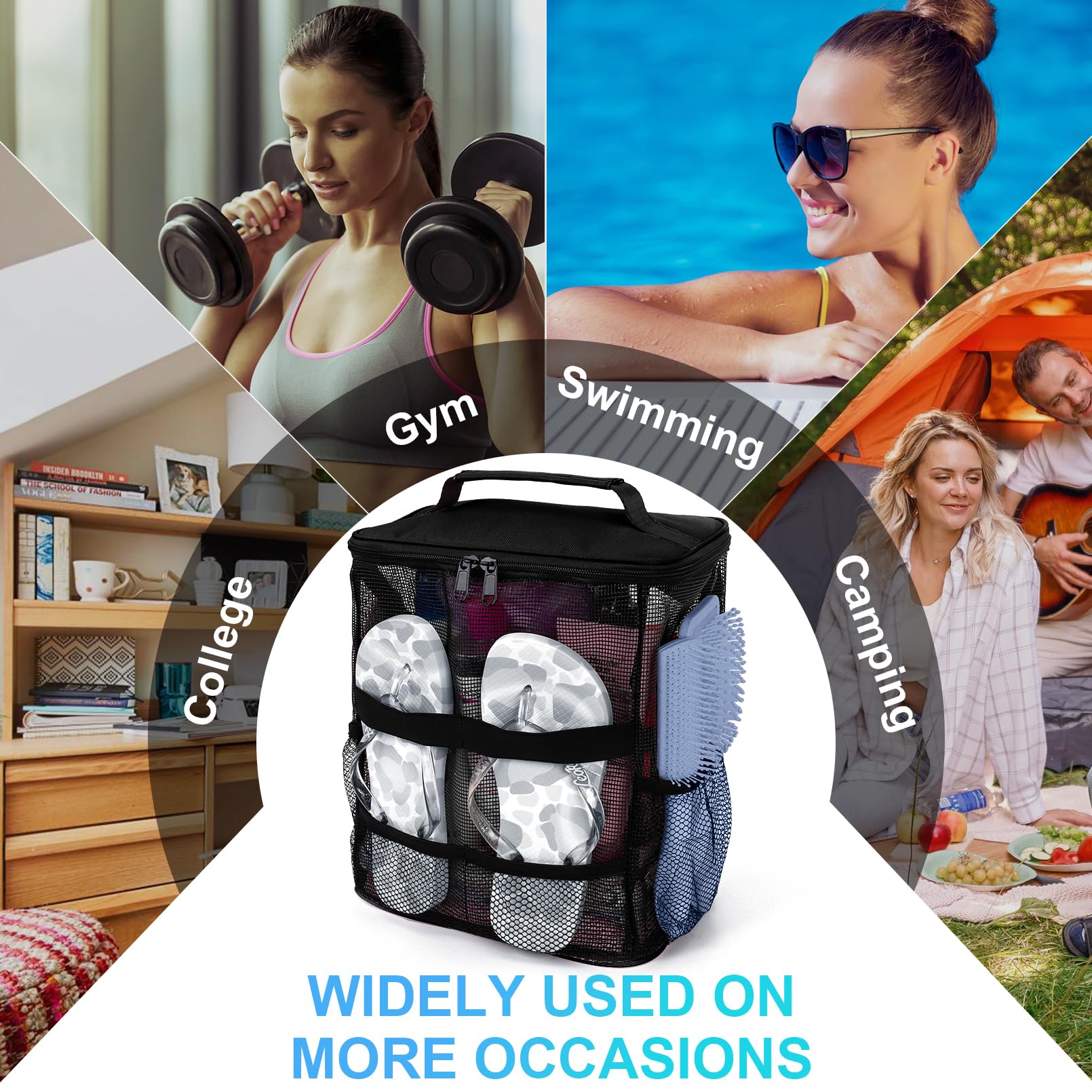 NOBLIGOAL Dorm Shower Caddy: Large-Capacity Mesh with Hanging Hook