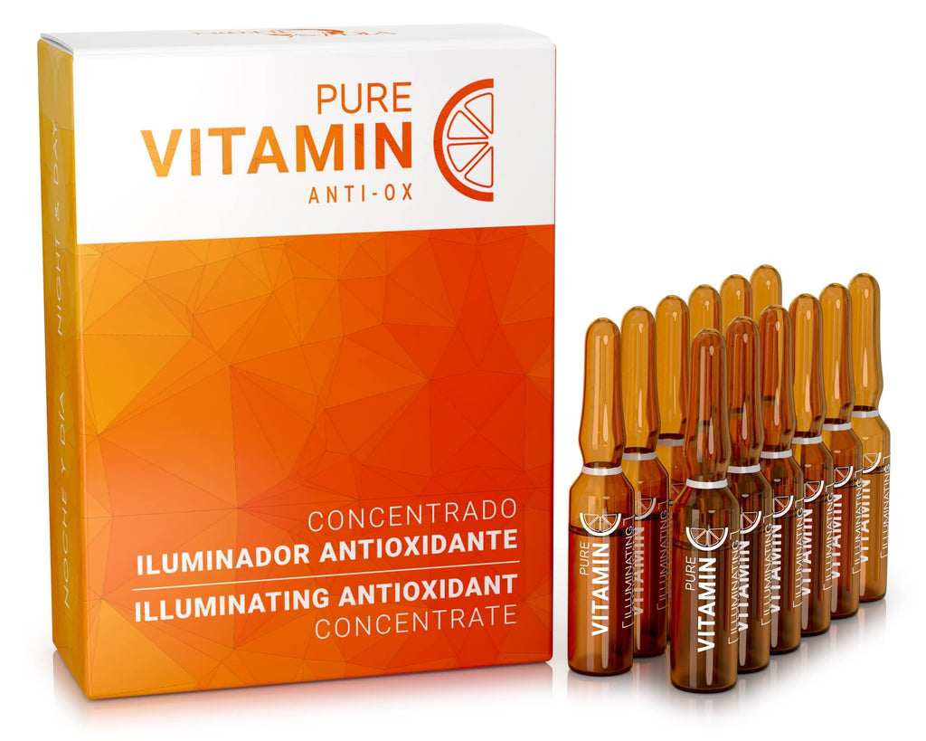 Noche Y Dia Vitamin C Ampoule Oil | Anti-Aging Face Serum with Ascorbic Acid | Hydrate, Firm & Boost Collagen | 12x2mL
