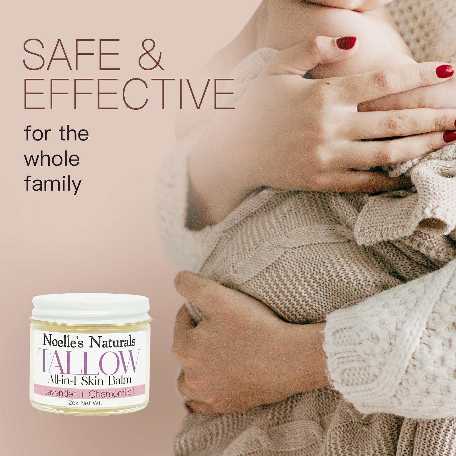 Noelle's Naturals Organic Tallow Balm - Lavender Chamomile, 2oz Jar | All-In-One Skin Moisturizer