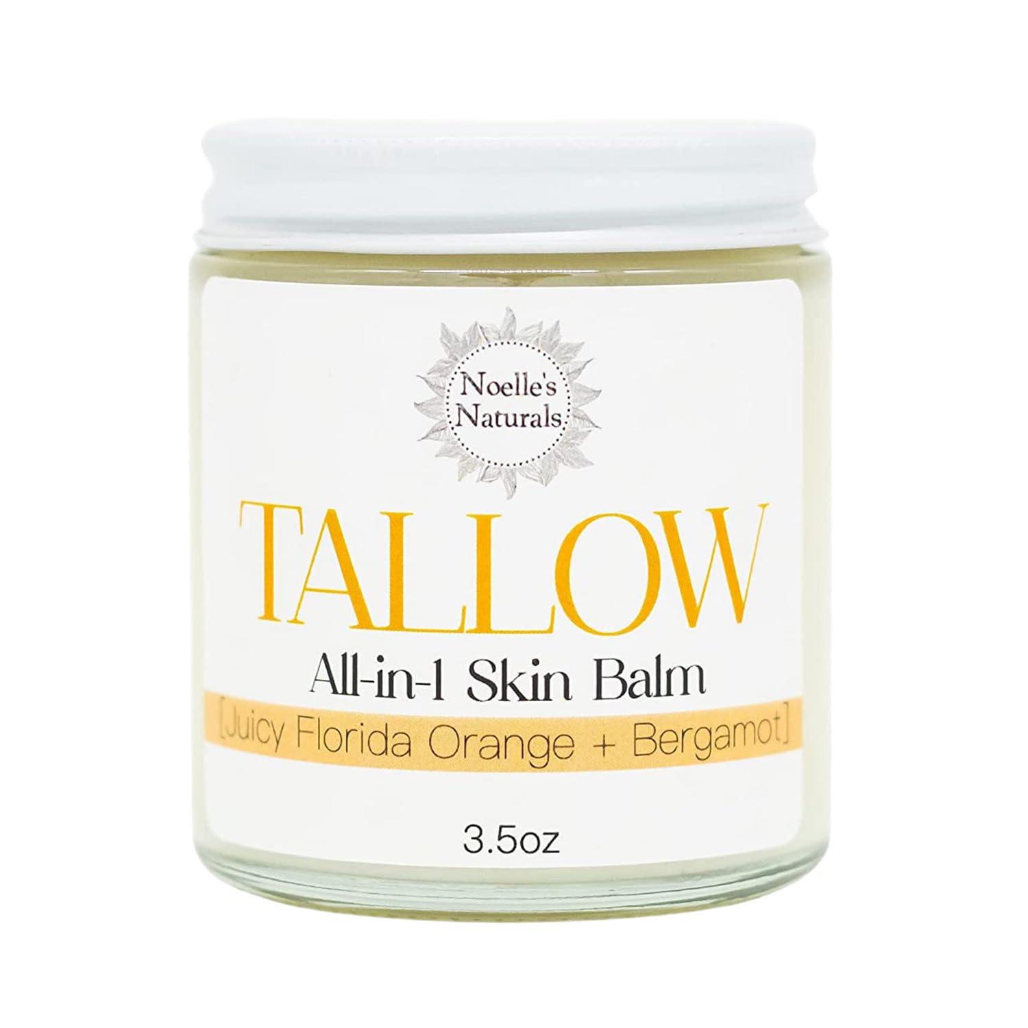 Noelle's Naturals Tallow Balm – Organic Grass-Fed Tallow, 3.5oz, Orange + Bergamot