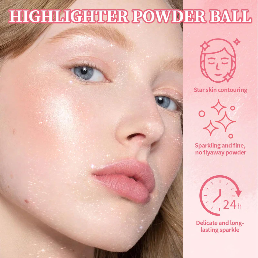 Noerrors Body Glitter Powder Puff – Peach Ball Highlighter for Face & Body