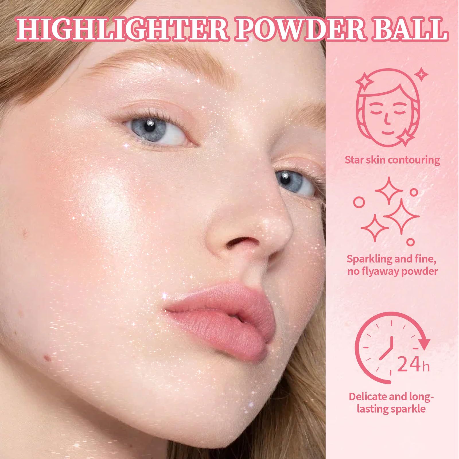 Noerrors Body Glitter Powder Puff – Peach Ball Highlighter for Face & Body