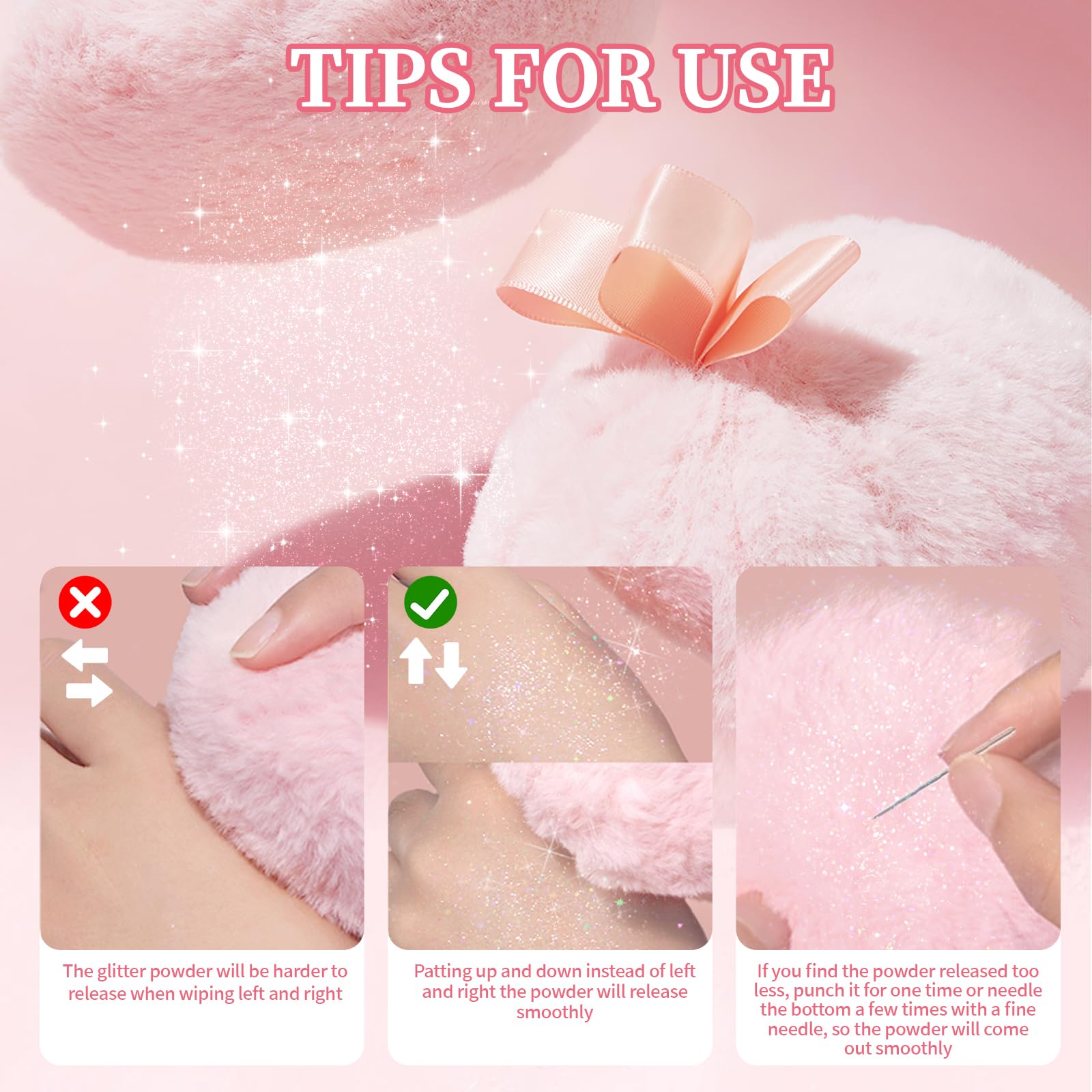 Noerrors Body Glitter Powder Puff – Peach Ball Highlighter for Face & Body