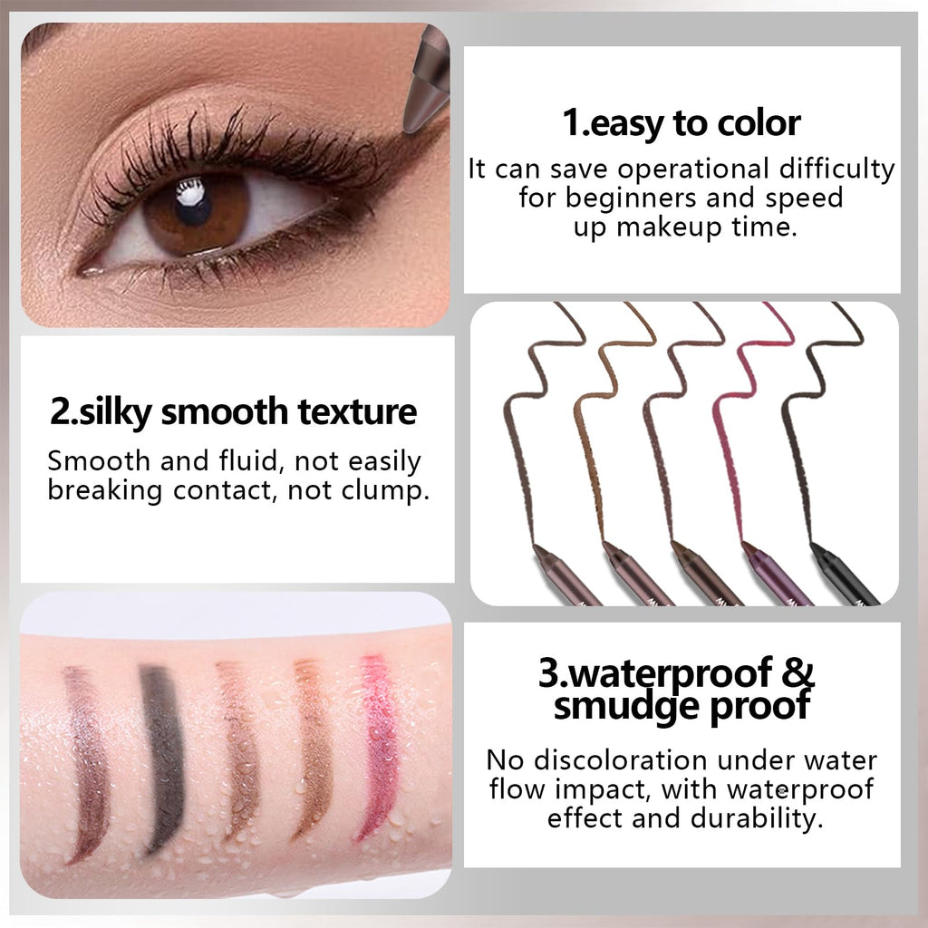 Noerrors Gel Eyeliner Pencil Set – 5 Colors, Waterproof, Long-Lasting, Built-in Sharpener