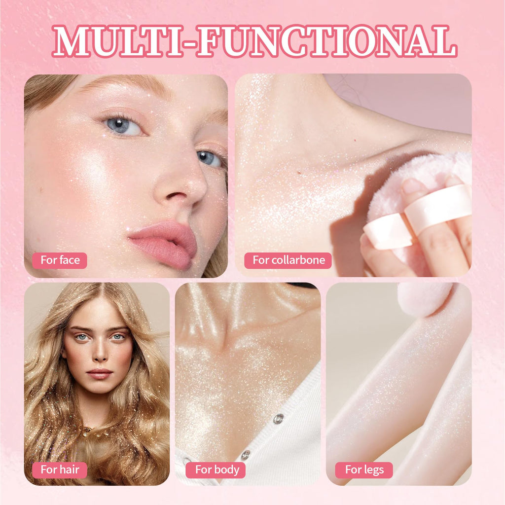 Noerrors Body Glitter Powder Puff – Peach Ball Highlighter for Face & Body