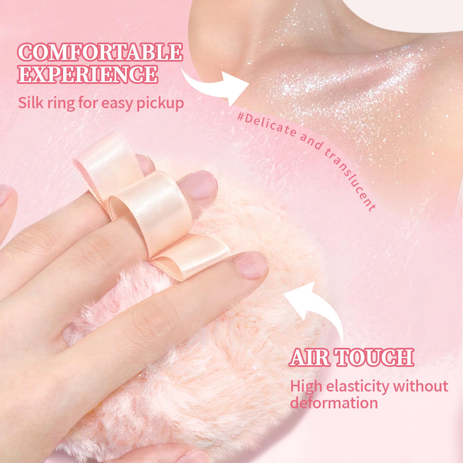 Noerrors Body Glitter Powder Puff – Peach Ball Highlighter for Face & Body