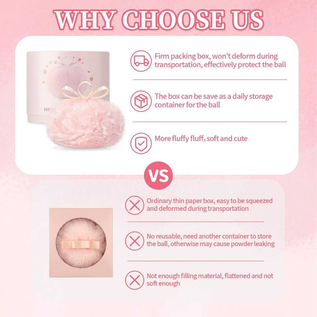 Noerrors Body Glitter Powder Puff – Peach Ball Highlighter for Face & Body