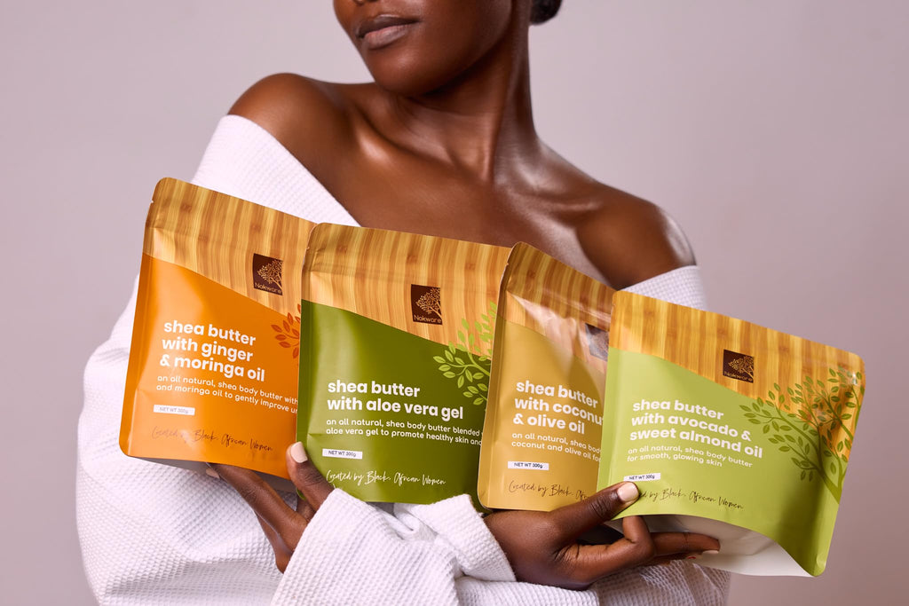 Nokware Skincare Raw Shea Butter with Moringa Oil & Ginger – Citrus & Wood Scent, 350g