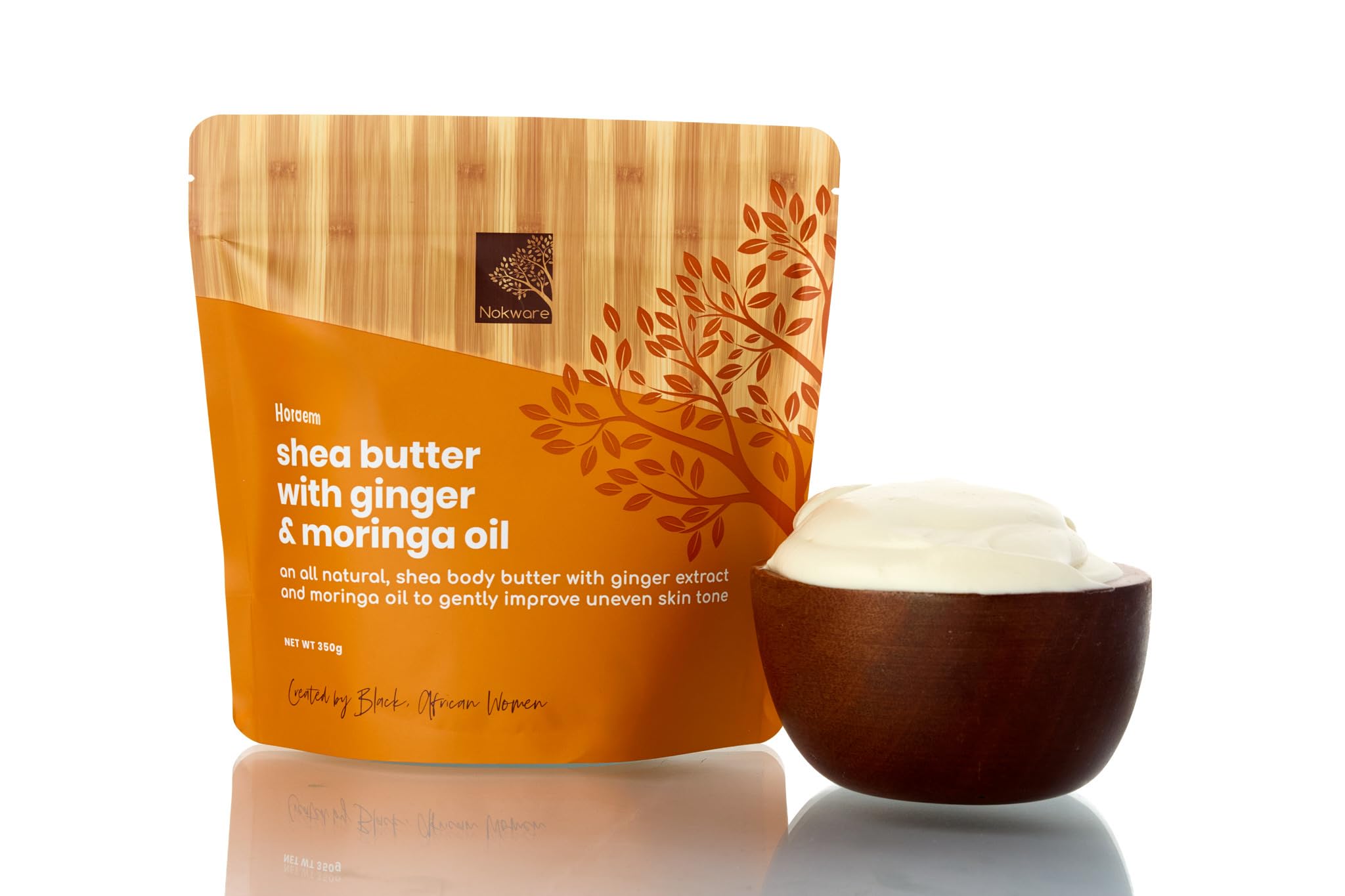 Nokware Skincare Raw Shea Butter with Moringa Oil & Ginger – Citrus & Wood Scent, 350g