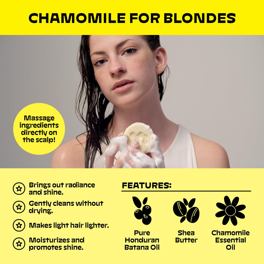 NOLE CARE Sustainable Bar Shampoo with Chamomile & Batana Oil - Blonde Hair - pH Balanced - Rice Protein Based - Sulfate-Free - Plastic-Free (3 oz)