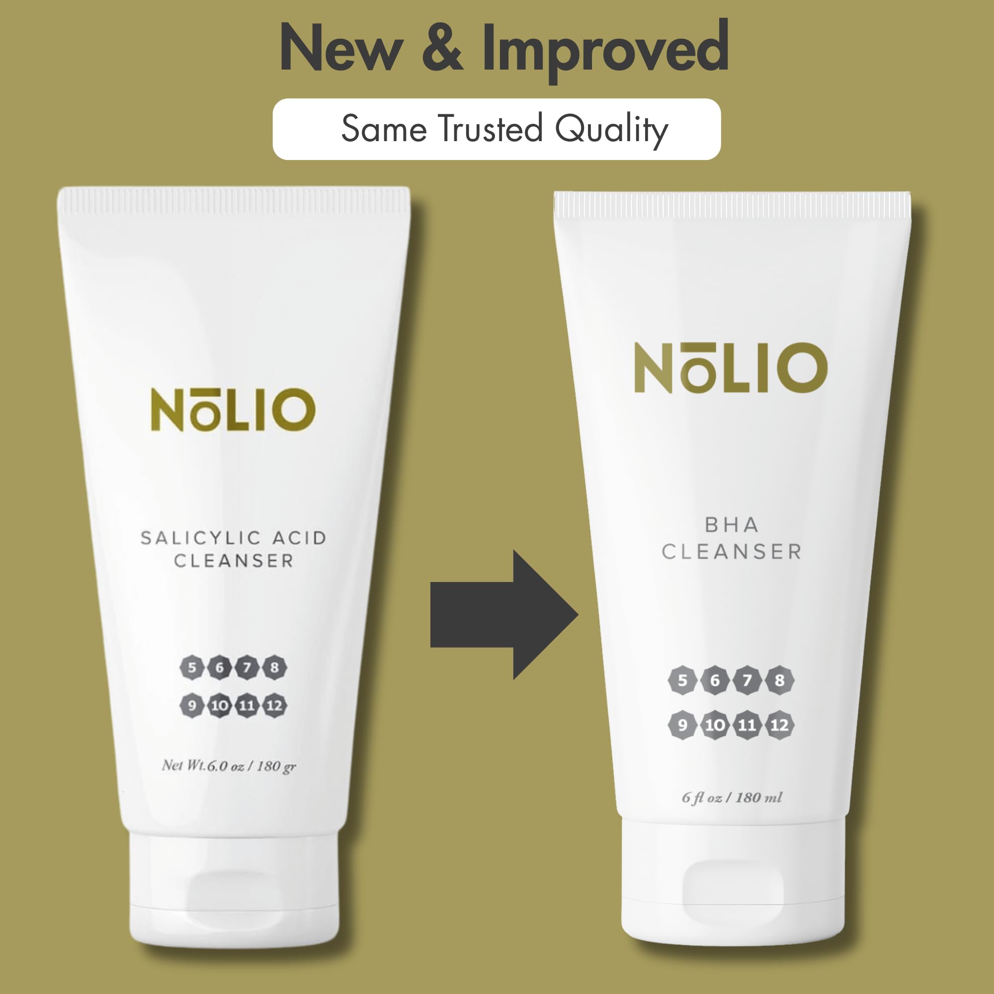 NOLIO BHA Cleanser – Salicylic & Glycolic Acid Face Wash for Oily Skin – 6.7 oz