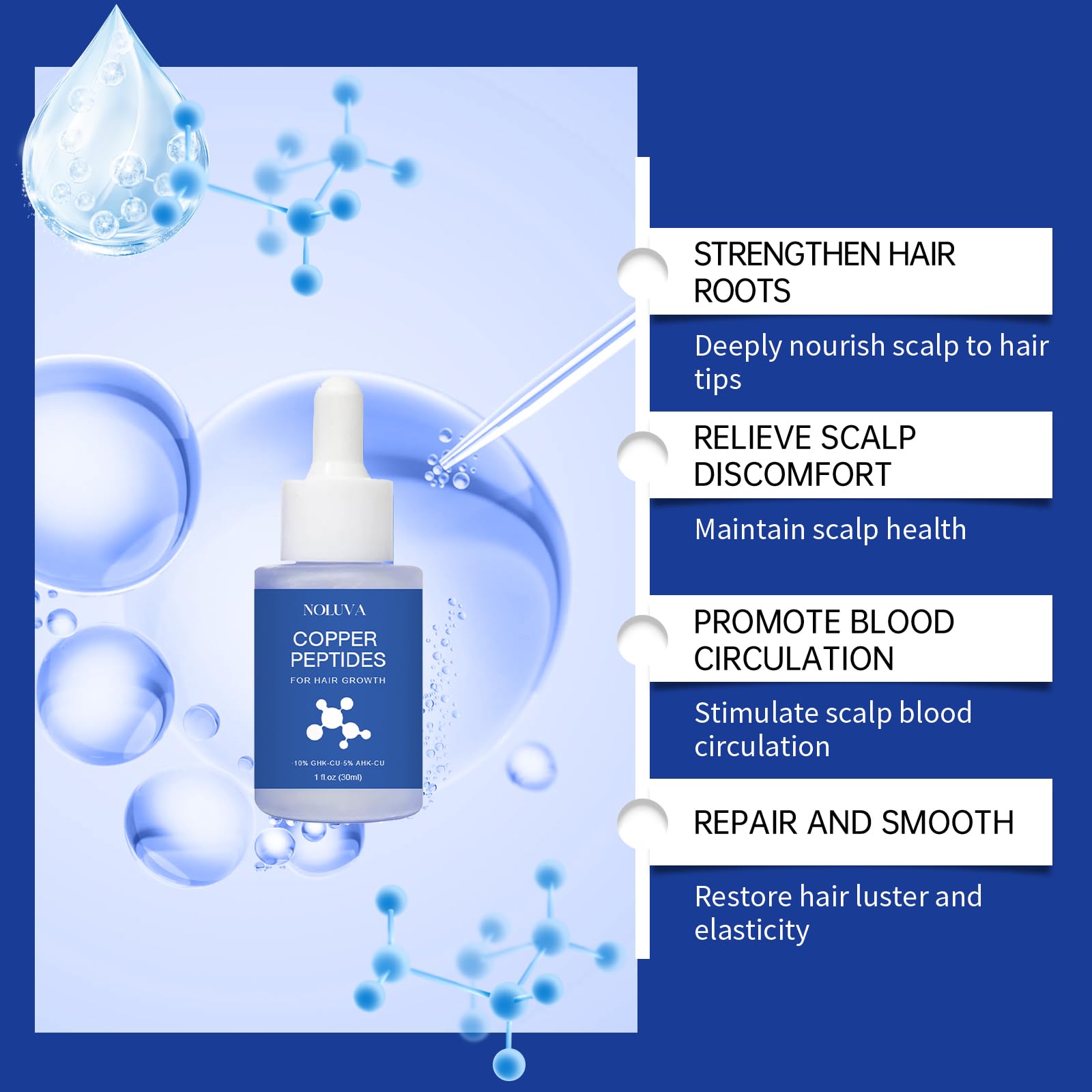 NOLUVA Copper Peptide Hair Regrowth Serum – GHK-Cu & AHK-Cu | 30ml